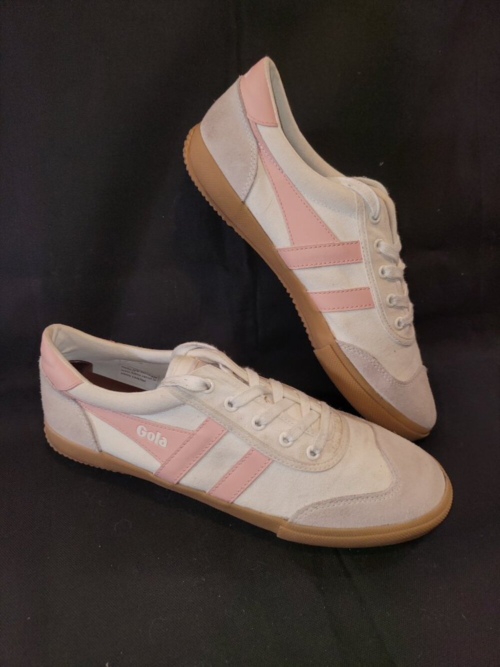 Gola Badminton Plimsoll Off White and Pearl Pink Suede Sneakers Women's Size 9 - Picture 5 of 14